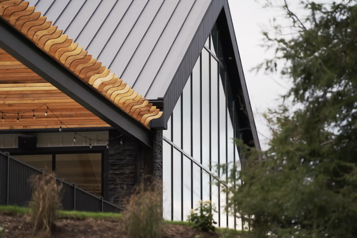 Beautiful Glass Front Venue Overlooking Vibrant Fall Colors | Everheart Gathering Place
